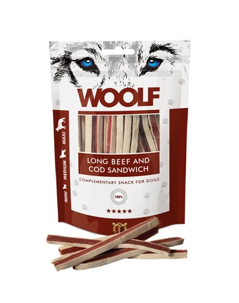 WOOLF Long Beef And Cod Sandwich 100g sumuštiniai su jautiena ir menke