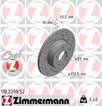 Stabdžių diskas ZIMMERMANN 110.2208.52