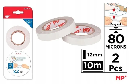 Dvipusė lipni juosta 12mm x 10m, 2 vnt.