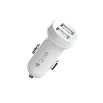 Devia Smart automobilinis įkroviklis su Lightning laidu ir 2 USB jungtimis, baltas