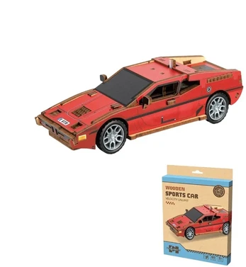 WOODEN 3D Dėlionė Raudonas CAR 60PCS