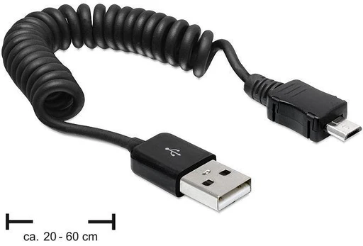 DELOCK kabelis USB 2.0-A St > USB mikro-B St Spiralkabel