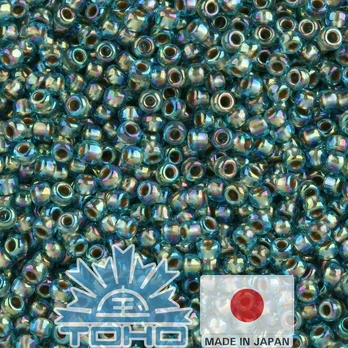 TOHO® Biseris Gold-Lined Rainbow Aqua 11/0 (2,2 mm) 10 g.