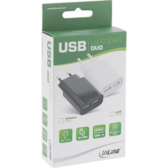 InLine ® USB adapteris DIO, 2-port 100-240VAC 5V / 2.1A balta