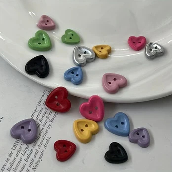 Dekoratyvinės sagos, širdelės, 100pcs (10 Colors)