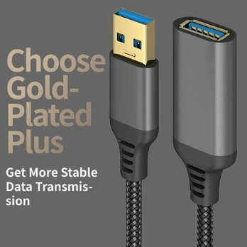 Nailoninis USB 3.0 prailginimo kabelis, Juoda