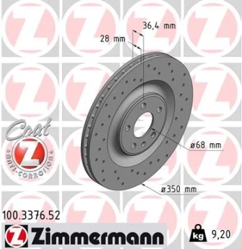 Stabdžių diskas ZIMMERMANN 100.3376.52