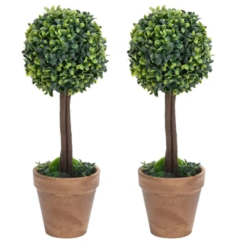 Dirbtiniai buksmedžiai vazonuose, 2vnt., žali, 41cm