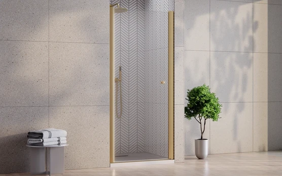 Dušo durys Besco Sinco, Brushed Gold, 90 x 195 cm