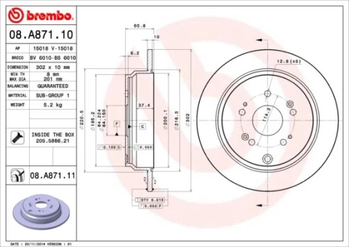 BREMBO 08.A871.11 Brake Disc