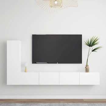Televizoriaus spintelių komplektas, 3 dalių, baltas