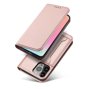 Dėklas Magnet Card Case iPhone 13 Pro Max Rožinis