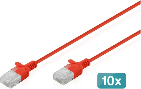 Digitus CAT 6 U-UTP Slim Patchkabel, 1,5 m, Rot, 10 Stück