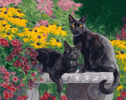 Tapyba Pagal Skaičius: „Juodos katės sode“ 40x50 cm