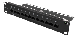 DELTACO 10-PATCH16 Patch Panel, 12 Ports, Cat6, UTP, Juodas / 10-PATCH16
