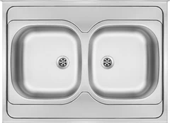 2-bowl steel sink - overlay kaina