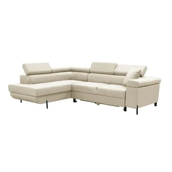 Kampinė sofa su miegojimo funkcija EDI, smėlio spalvos