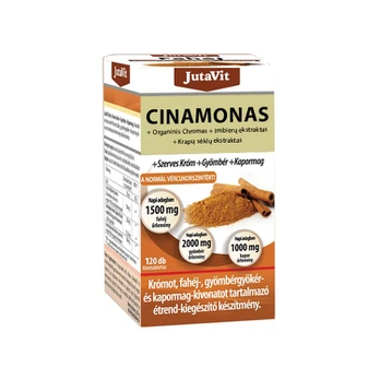 JutaVit Cinamonas + organinis chromas + imbierų ir krapų ekstraktai, 120 tablečių
