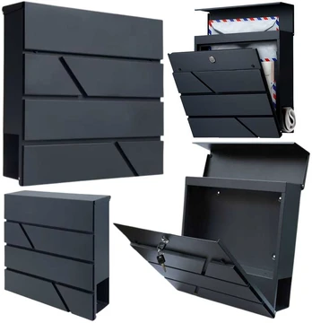 Lean Toys Large Mailbox for Letters and Newspapers, Anthracite, 37x37x11 cm