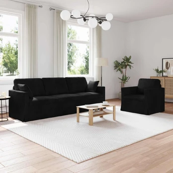 Sofa 2 pcs Juoda 228 x 78 x 80 cm Aksomas