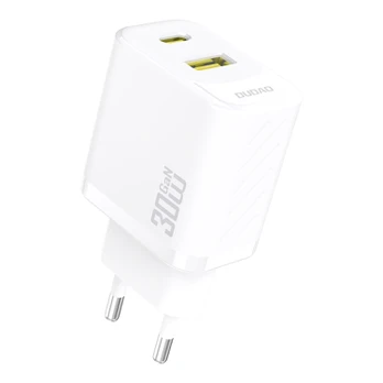 Dudao A27TEU Adapteris 30Watt 1xUSB-C 1xUSB-A Hvid