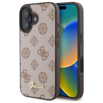 Dėklas Guess GUHMP16SPGPYSW iPhone 16 6.1" ruda/ruda hardcase Peony Script MagSafe