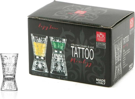 RCR Stikliukas/menzūrėlė 30/60ml TATTOO krištolas