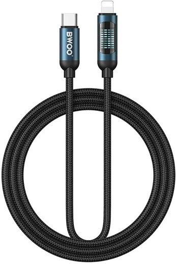 BWOO 27W Braided USB-C to Lightning cable, with animation light 1m