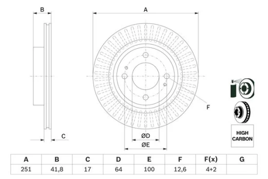 BOSCH 0 986 479 F14 Brake Disc