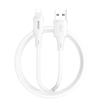 BWOO 3A silicone cable X329L USB-C - Lightning 3A 1m baltas