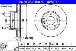 ATE 24.0125-0100.1 Brake Disc kaina