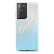 Originalus Guess dėklas GUHCS21LPCUGLSBL S21 Ultra G998 mėlynas Glitter Gradient Script kaina