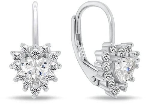 Brilio Silver Sidabrinis dangle earrings Hearts with zircons EA1266W