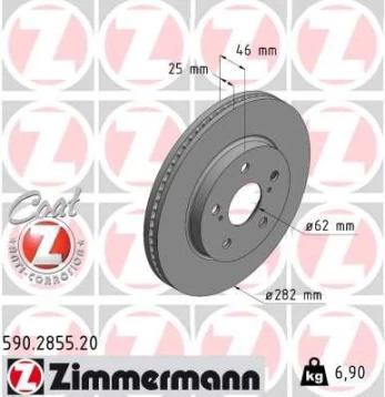 Stabdžių diskas ZIMMERMANN 590.2855.20