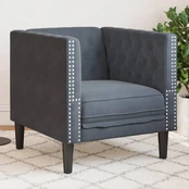 Chesterfield krėslas, tamsiai pilkos spalvos, aksomas kaina