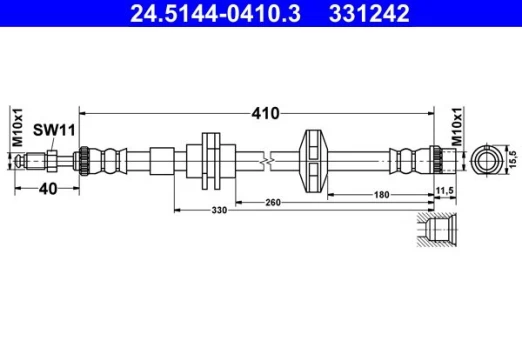 ATE 24.5144-0410.3 Brake hose