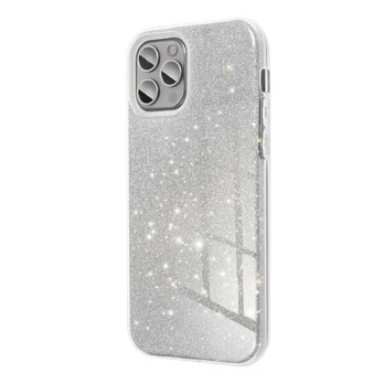 Telefono dėklas Forcell Shining Case, skirtas Samsung Galaxy A12, sidabrinis