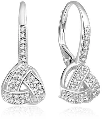 Beneto Modern sidabrinis earrings with clear zircons AGUC1764