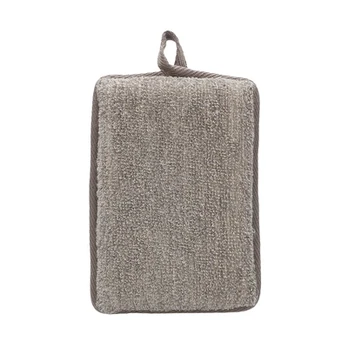 Touche By Shots Touche Rectangle Bath Sponge Bamboo Charcoal & Flax Hemp Double-Sided