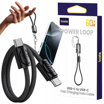 Boste Power Loop Usb-c laidas 60w, 20cm, raktų pakabukas