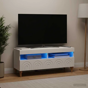 TV staliukas LED televizoriaus spintelė Balta Apdirbta mediena