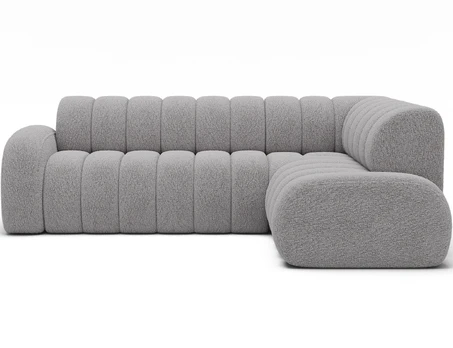 Villeo corner sofa with sleeping function and extendable seat, grey chenille, right-hand, Modern, Gray