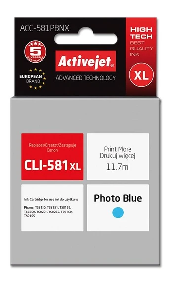 Spausdintuvo kasetė ActiveJet ACC-581PBNX, mėlyna