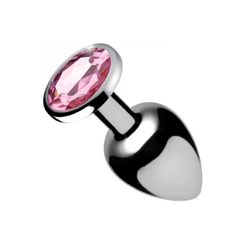 Booty Sparks Heart-Shaped Metal Plug Large Red Gem Aluminium