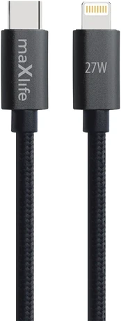 Telforceone Maxlife MXUC-12 cable USB-C - Lightning 3,0 m 27W juodas