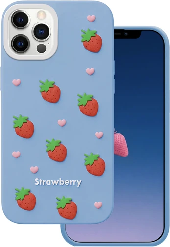 Dėklas Telforceone Strawberry case for iPhone 12 / 12 Pro 6,1' mėlynas