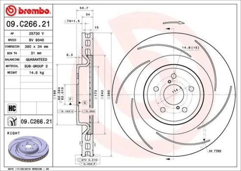 Stabdžių diskas BREMBO 09.C266.21