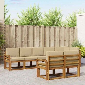 Lauko sofos komplektas su pagalve 8 pcs Natūralus ir bežinis