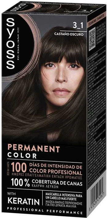 Syoss PERMANENT COLOR #3.1-Castaño Oscuro 1 u