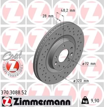 Stabdžių diskas ZIMMERMANN 370.3088.52